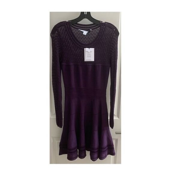 Diane von Furstenberg Purple Plum Stretch Lace Dress - Picture 1 of 5